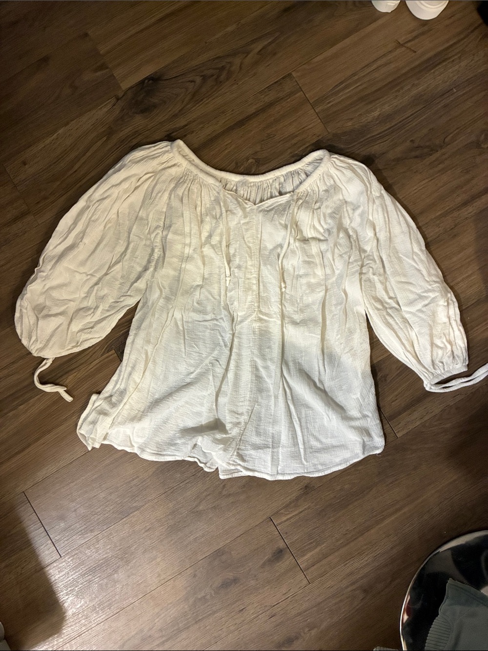 Women's Cream Peasant Blouse - Lightweight Long Sleeve Top